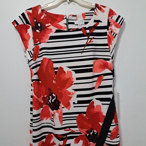 Scapa Lauren Perre Floral Print Elegant Chic Assymmetrical Hem Large Red NWT - Picture 13 of 15